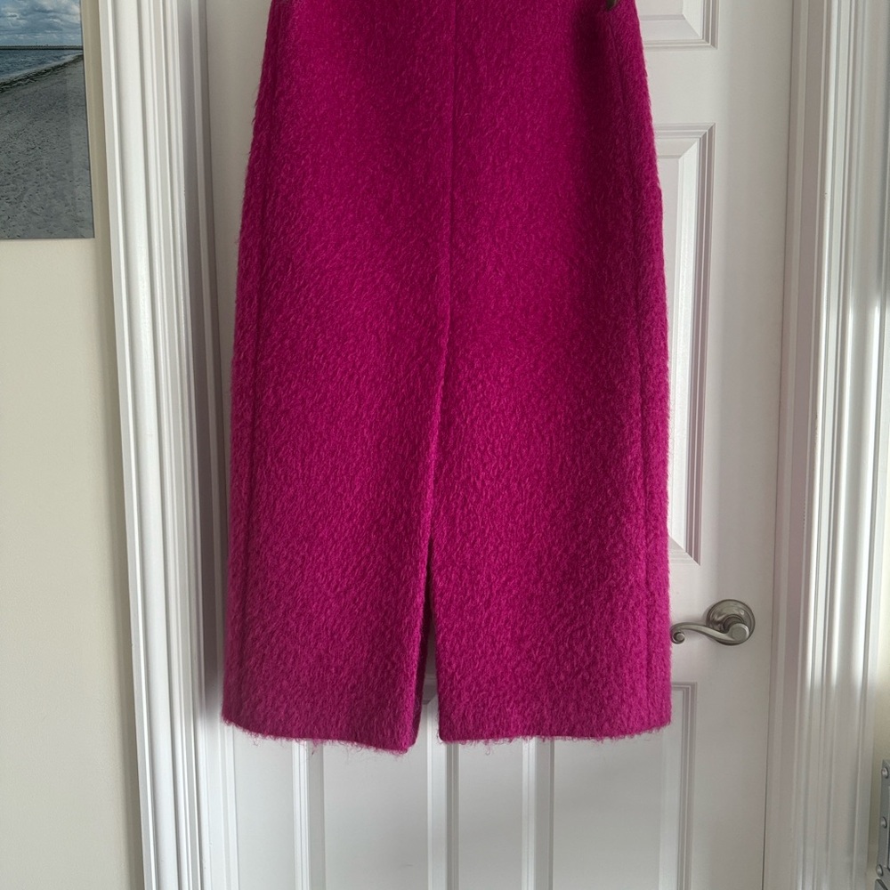 Mohair Hot Pink Women's Long Coat - Picture 11 of 13